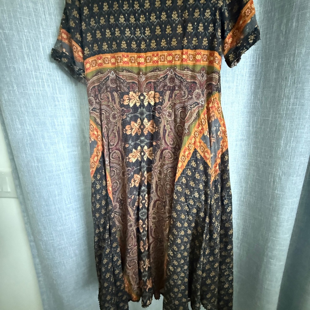 Soft Surroundings Midi Dress Women PS Multicolor Paisley Beaded Embroidered Boho - Picture 10 of 16